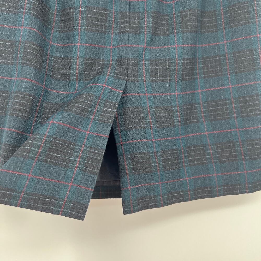 Vtg David N Wool Blend Skirt Suit 2 pc Set Womens Fit M Blue Black Plaid Blazer - Picture 7 of 10